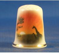 Porcelain China Collectable Thimble African Sunrise