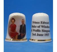 Porcelain China Collectable Thimble Edward and Mrs Simpson
