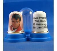 Porcelain China Collectable Thimble Elvis Presley 80th Birthday