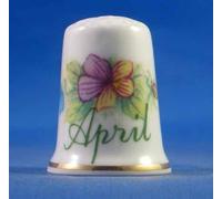 Porcelain China Collectable Thimble Flower of the Month April