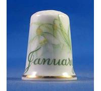 Porcelain China Collectable Thimble Flower of the Month January