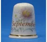 Porcelain China Collectable Thimble Flower of the Month September