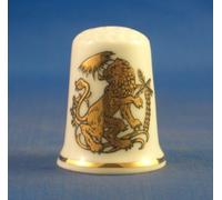 Porcelain China Collectable Thimble Gold Signs of The Zodiac - Leo The Lion