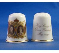 Porcelain China Collectable Thimble King George 6th and Queen Elizabeth Coronation