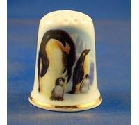 Porcelain China Collectable Thimble Penguin Family