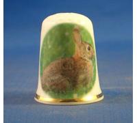 Porcelain China Collectable Thimble Rabbit in the Grass