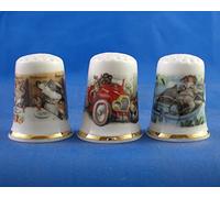 Porcelain China Collectable Thimbles Set of Three Wind in The Willows
