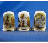 Porcelain China Collectable Thimbles Set of Three Winnie The Pooh