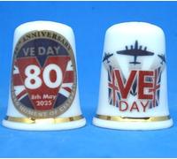 Porcelain China Collectible Thimble - VE Day 80 Years Commemorative
