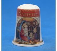 Porcelain China Miniature Book Thimble - Christmas Nativity