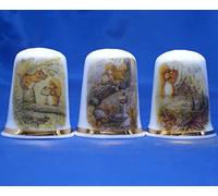 Porcelain China Thimbles Set of Three - Beatrix Potter Squirrels