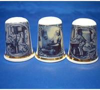 Porcelain China Thimbles Set of Three - Blue Delft Trades