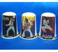 Porcelain China Thimbles Set of Three - Elvis on Tour Posters