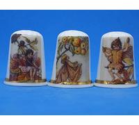 Porcelain China Thimbles Set of Three - Flower Fairies of Autumn