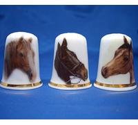 Porcelain China Thimbles Set of Three - Horses