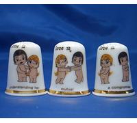 Porcelain China Thimbles Set of Three - Love is Understanding