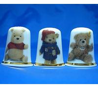 Porcelain China Thimbles Set of Three - Steiff Anniversary Bears