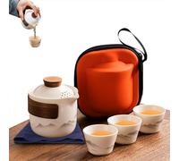 Porcelain Chinese Gongfu Tea Set,Portable Ceramic Teapot Set,Portable All in One Mini Travel Bag for Travel,Home,Gifting,Outdoor Camping Picnic and Office Business Hotel Tea lover