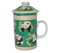 Porcelain Chinese Tea Mug with Infuser and Lid - Giant Panda Pattern