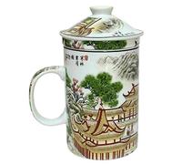 Porcelain Chinese Tea Mug with Infuser and Lid - Palaces Pattern