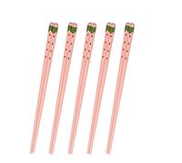 Porcelain Chopsticks Pink Strawberry Chopsticks Reusable Dishwasher Safe Ceramics Chopsticks 5 Pairs (Strawberry)
