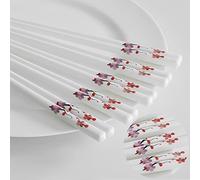 Porcelain Chopsticks Set of 5,Reusable Dishwasher Safe Chop Sticks,Great Replacement of Bamboo/Wooden Chopsticks, 9.7-Inch (Plum blossom / winterberry)