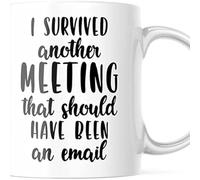 Porcelain Coffee Mug I Survived Meeting That Should Have Been an Email with Handle Coffee Mug Coloured Ceramic Cups for Anniversary Men Friends