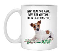 Porcelain Coffee Mug Parson Jack Russell Terrier White Red Classic Tea Mugs Novelty Cup for Everyday Home Cafes