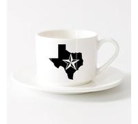Porcelain Coffee Mugs Texas Map Star The Lone Star US State （6oz/175ml） for Coffee, Soup, Tea, Milk, Latte, hot Cocoa, Ladies, Men，Sets Tea Cup with Saucers (White)