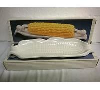 PORCELAIN CORN ON COB DISHES WITH FORKS - PACK 4 - BNIB.