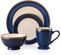 Porcelain Dinnerware Set, 22 Pieces Ceramics Dinner Sets, 10 Plate 6 Bowl / 6 Mug - Vintage Cobalt Blue Glaze Tableware Combination Set