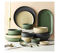 Porcelain Dinnerware Set Dining Dishes Set, 56-Piece Dinnerware Sets, Dessert Plates and Soup Plates, and Salad Pasta Bowls, Service for 12, Microwave Safe, Table Service