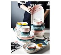 Porcelain Dinnerware Set - Dining Dishes Set, Modern Luxurious Dinnerware Sets 48 Pcs Colorful Plates & Bowls Set Service for 8, Unbreakable Dishwasher Safe