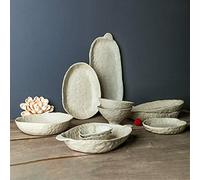 Porcelain Dinnerware Sets, 27 Pieces Ceramics Dinner Combination Set | Hand Made Hand Pinch Series Cereals Bowls and Steak Plates Sets,