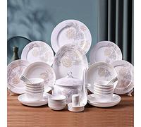 Porcelain Dinnerware Sets, European Style Plate and Bowl Sets for 6/8/10, Ceramic Dish Set Include Pot/Plates/Bowl/Spoons, Dinner Plates Set, 35Pcs