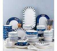 Porcelain Dinnerware Sets Plates and Bowls Sets Modern Ceramics Dinnerware Set Service for 8-12 Japanese Style Plates and Bowls Sets Dishes Sets-Complete Porcel