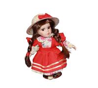 Porcelain Doll Model with Dress And Accessories Height 20 Cm, Red