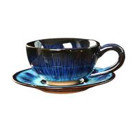 Porcelain Drinkware Kit - Espresso Mug Pair, Kiln Changing Process with Pattern, Handcrafted Tea Vessel for Family, Reactive Glaze Pottery, Traditional Tableware Accessory Lounge Dining Room