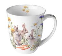 Porcelain Easter Bunny with Carrots in Grass Design Mug for the Table and as a Gift 0.4 L x H 10.5 cm