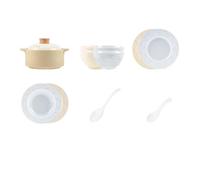 Porcelain Embossed Dinnerware Set Plates Bowls Spoons Tableware Service for 4 6 8 10 12 Person Microwave Safe Dishwasher Safe Heat Resistant Anti Scald Fade Resistant Non Fading