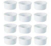 Porcelain Fluted Ramekin Bowls, 8cm/4oz, Set of 12, White