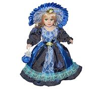 Porcelain For Doll 30cm Vitorian Girl For Doll In Elegant Blue Dress Hat With Wooden Display Stand Christmas Decors Victorian Accessories Girls Women Adults