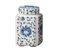 Porcelain Ginger Jar, Vintage Chinese Style Storage Jars Tea Tins Cans Canister Tea Caddy Coffee Bean Storage Jar 200ml for Kitchen Coffee Spices Sugar (Style A)