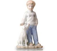 Porcelain Girl Boy Figurines Love Pets Statues Ceramic Sculpture, Lady Home Decor, Cute Art Figure Desktop Decorations, Dress Girls Great Gift Crafts, Ornaments for Home Party (White-GirlCat)