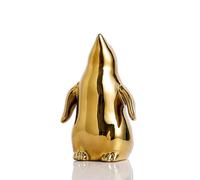 Porcelain Golden Penguin Statue Ceramic Table Sculpture, Gold Antarctic Goose Standing Figures Animal Figurines Home Décor, Desktop Art Ornament for Living Room Book Shelves TV Bar (Gold-downward)