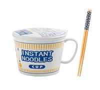 Porcelain Instant Noodle Bowl and Cup with Handle, New Noodle Accessories Ramen Bowl with Cover