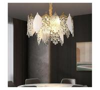 Porcelain Leaves Glass Chandeliers Crystal Hanging Lamps for Ceiling Modern Luxury Home Decor Led Lights for Living Room Lustre ，Pendant Lights(Remote Dimmable,2-Layer)