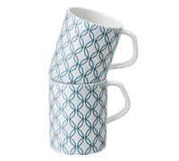 Porcelain Modern Deco Set Of 2 Small Mugs -