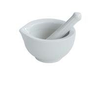 Porcelain Mortar and Pestle Spice Garlic Herb Grinder Mixing Grinding Bowl Crusher Set Restaurant Kitchen Tools(White S)