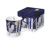Porcelain Mug Christmas Owl in Moonlight Design for the Table and as a Gift 0.4 L x H 10.5 cm